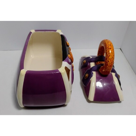 DAVIDS COOKIES PURPLE PASSION HANDBAG CERAMIC COOKIE JAR W MATICHING TREAT JAR - Picture 6 of 10